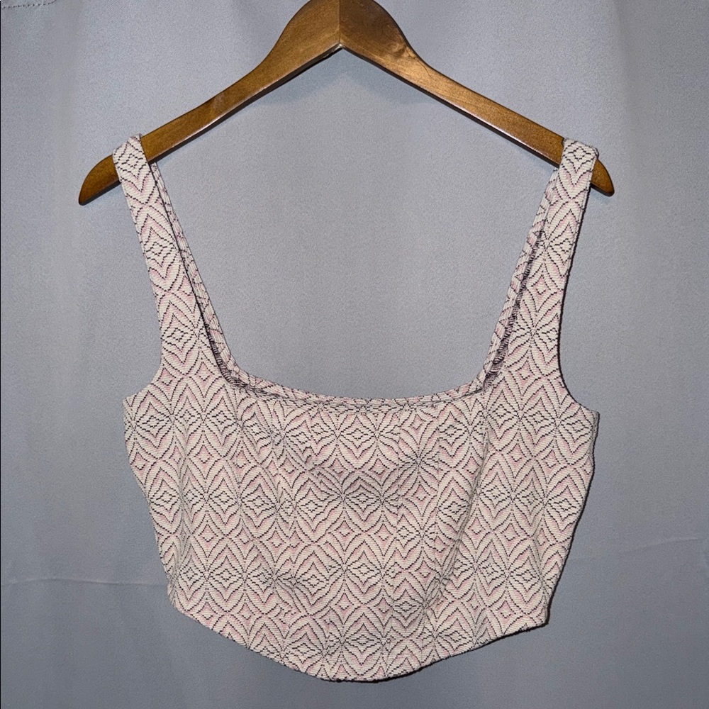 Intimately by Free People Geometric Pink Crop Top Indie Western Festival Size L